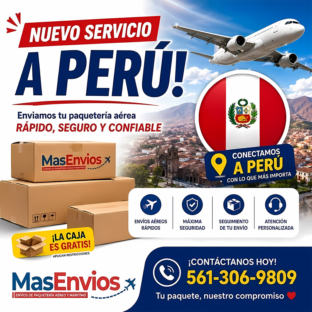 Nuevo servicio a Perú en Más Envíos